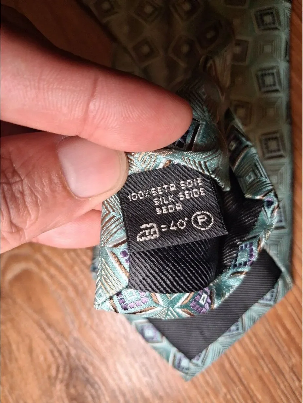 Ermenegildo Zegna Silk Tie Green Geometric Made in Italy